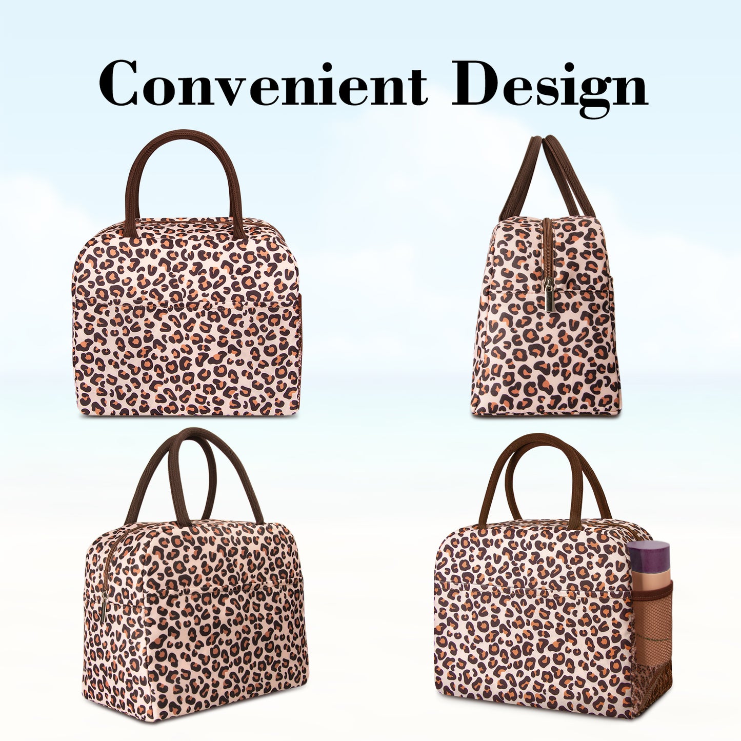 Lunch Bag Lunch Box for Women Men Reusable Insulated Lunch Tote Bag,Leakproof Thermal Cooler Sack Food Handbags Case High Capacity forTravel Work School Picnic-Leopard print